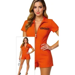 Orange Fange Kort Jumpsuit