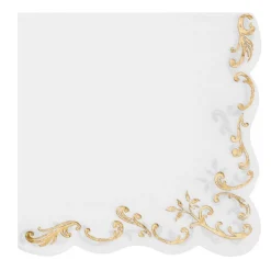 Ornament Servietter Guld/Hvid