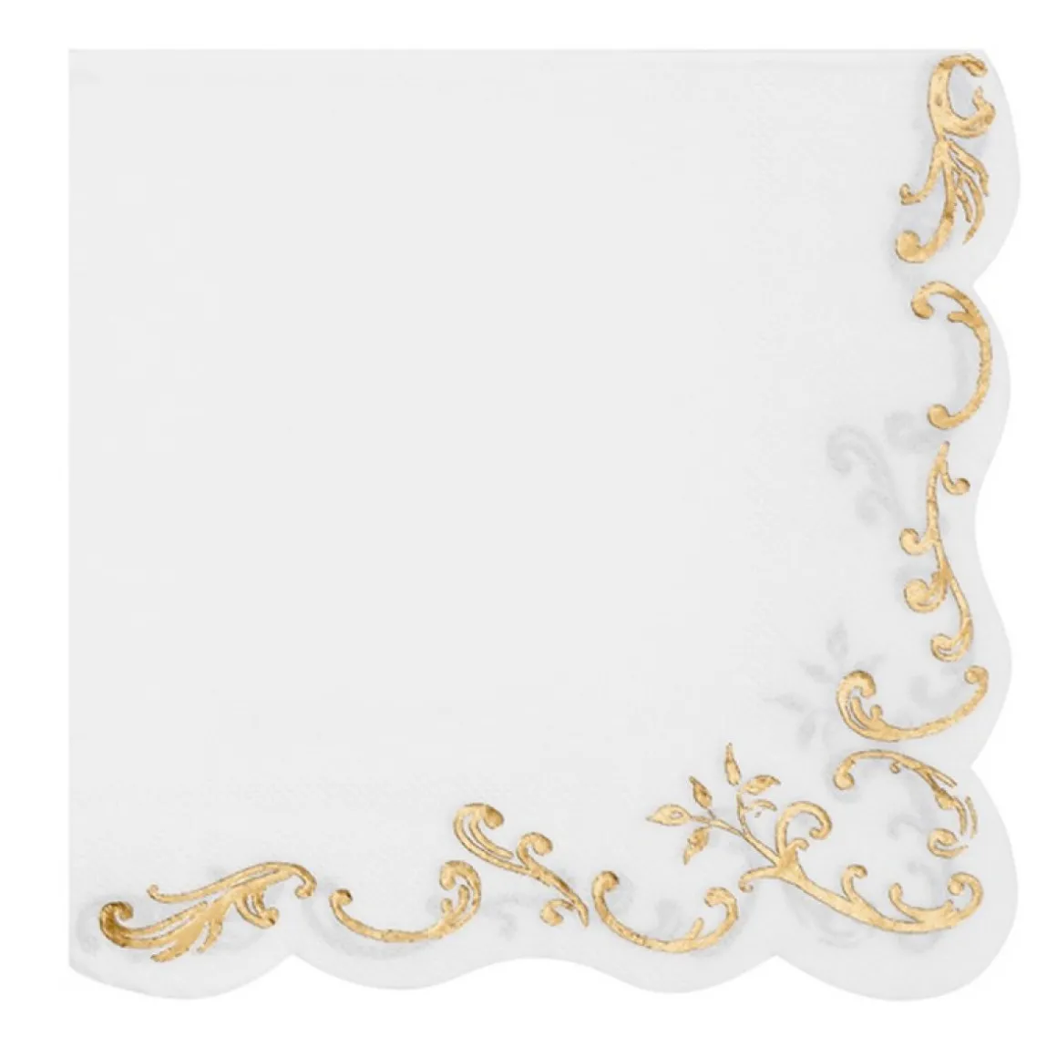 Ornament Servietter Guld/Hvid