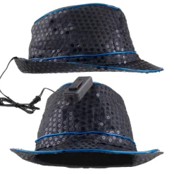 Paillet LED Fedora Blå