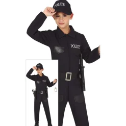 Politi Børnekostume Sort