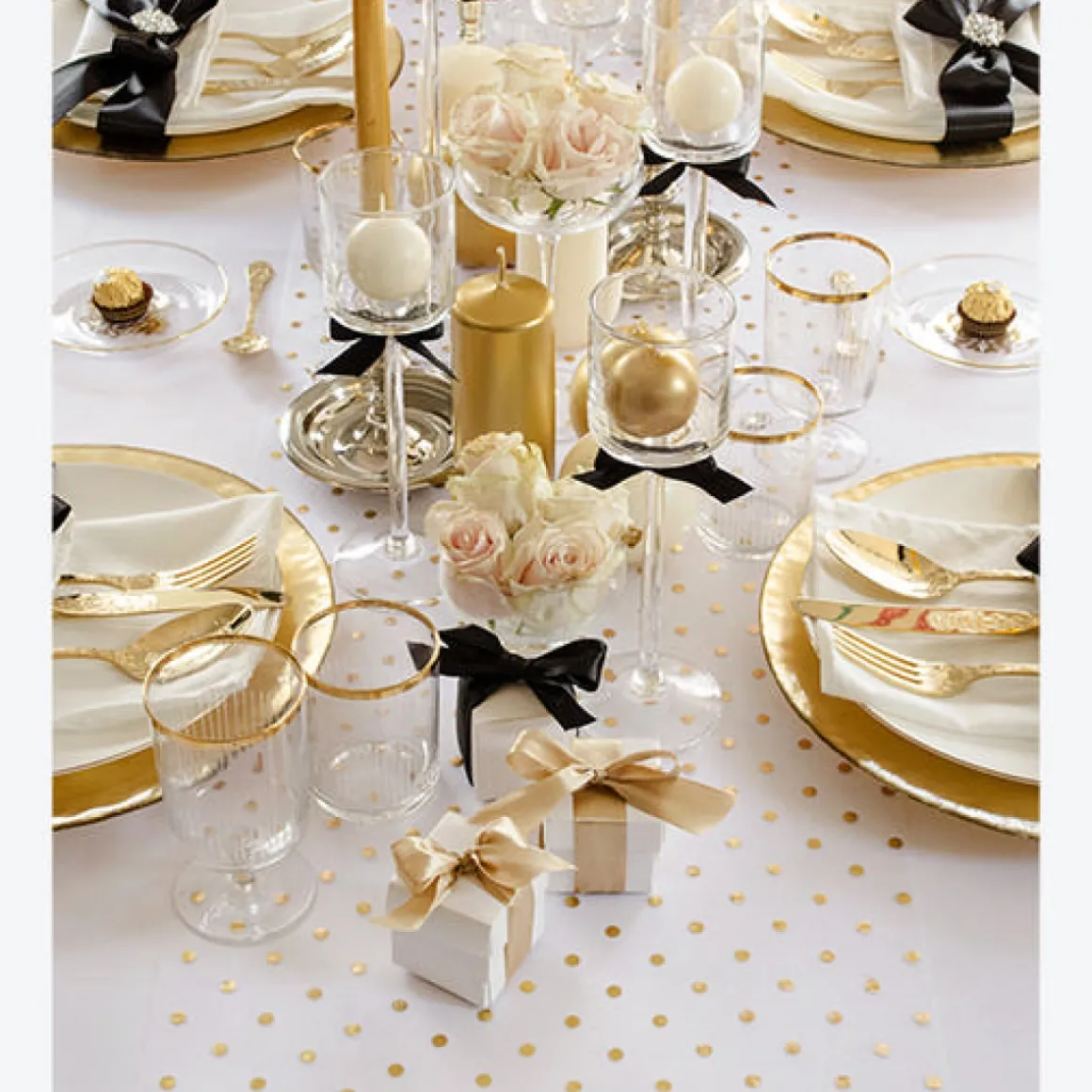 Prikket Organza Bordløber Guld