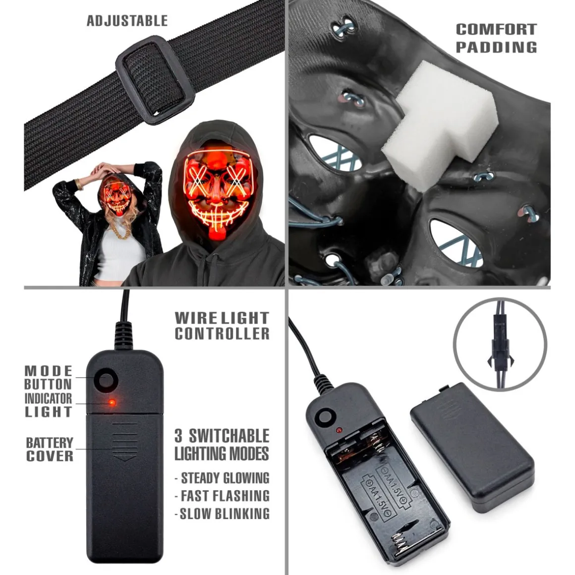 Purge LED Maske Rød