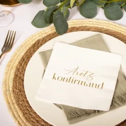 Årets Konfirmand Servietter Hvid/Guld
