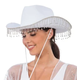Rhinsten Cowboyhat Hvid