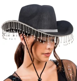 Rhinsten Cowboyhat Sort