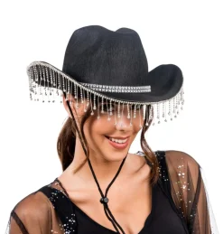 Rhinsten Cowboyhat Sort