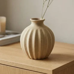 Riflet Keramikvase Sand