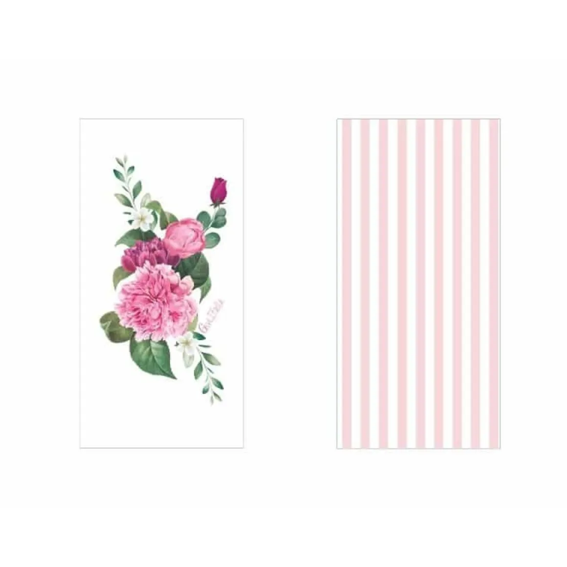 Rosa Blomster & Striber Frokostservietter