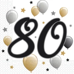 80 Års Balloner Servietter