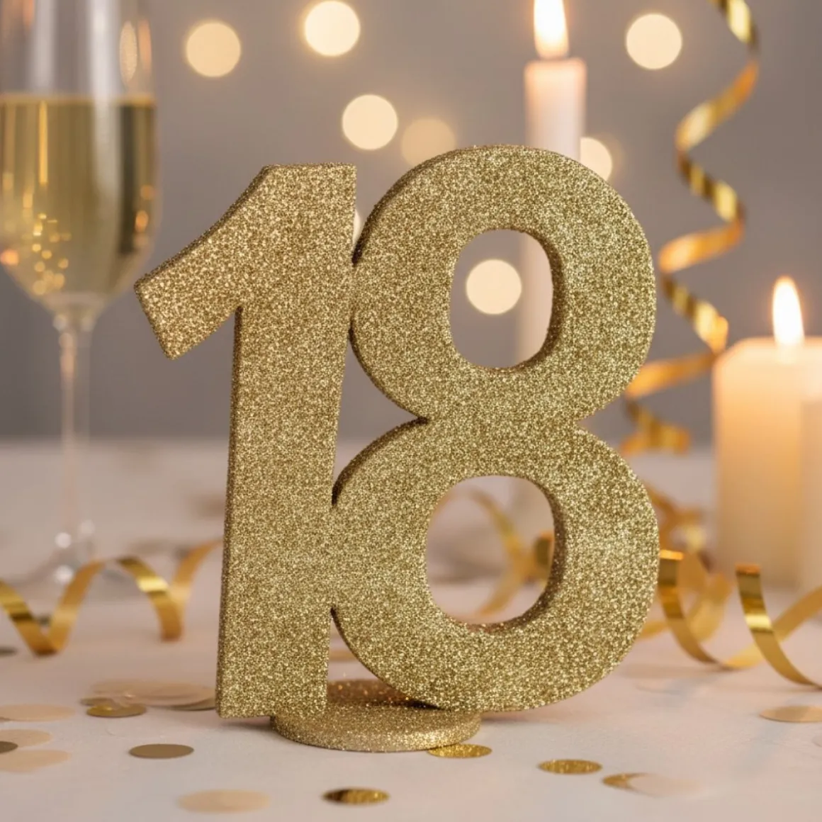 18 Års Bordtal Figur Guld