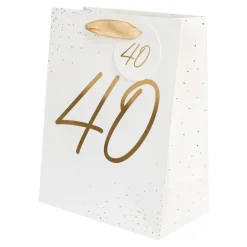 40 Års Gavepose Hvid/Guld