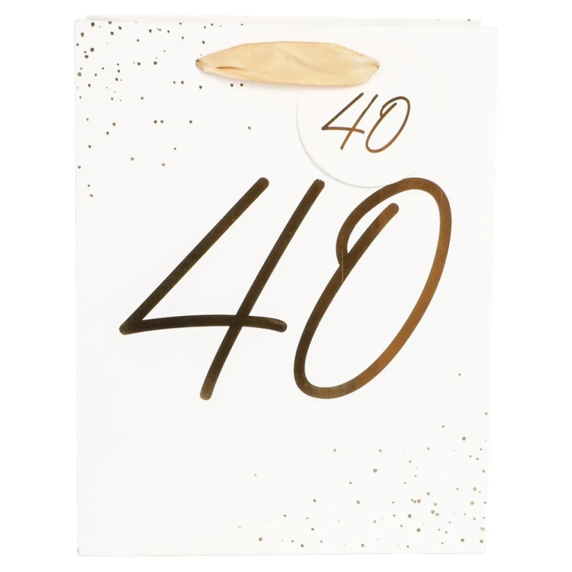 40 Års Gavepose Hvid/Guld