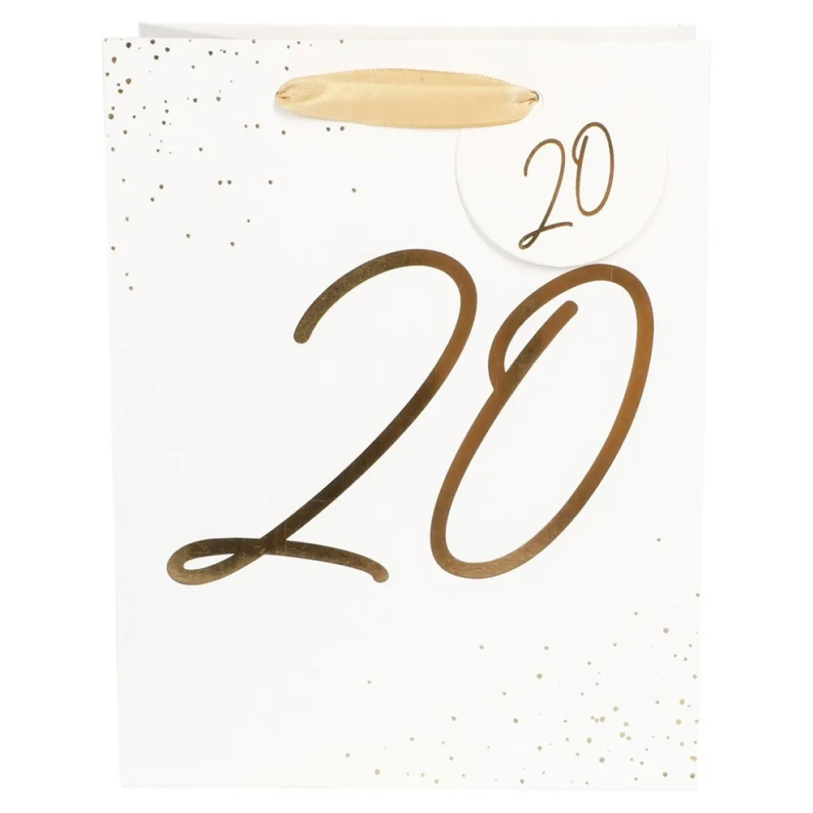 20 Års Gavepose Hvid/Guld