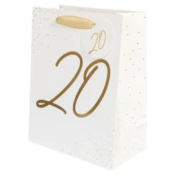 20 Års Gavepose Hvid/Guld
