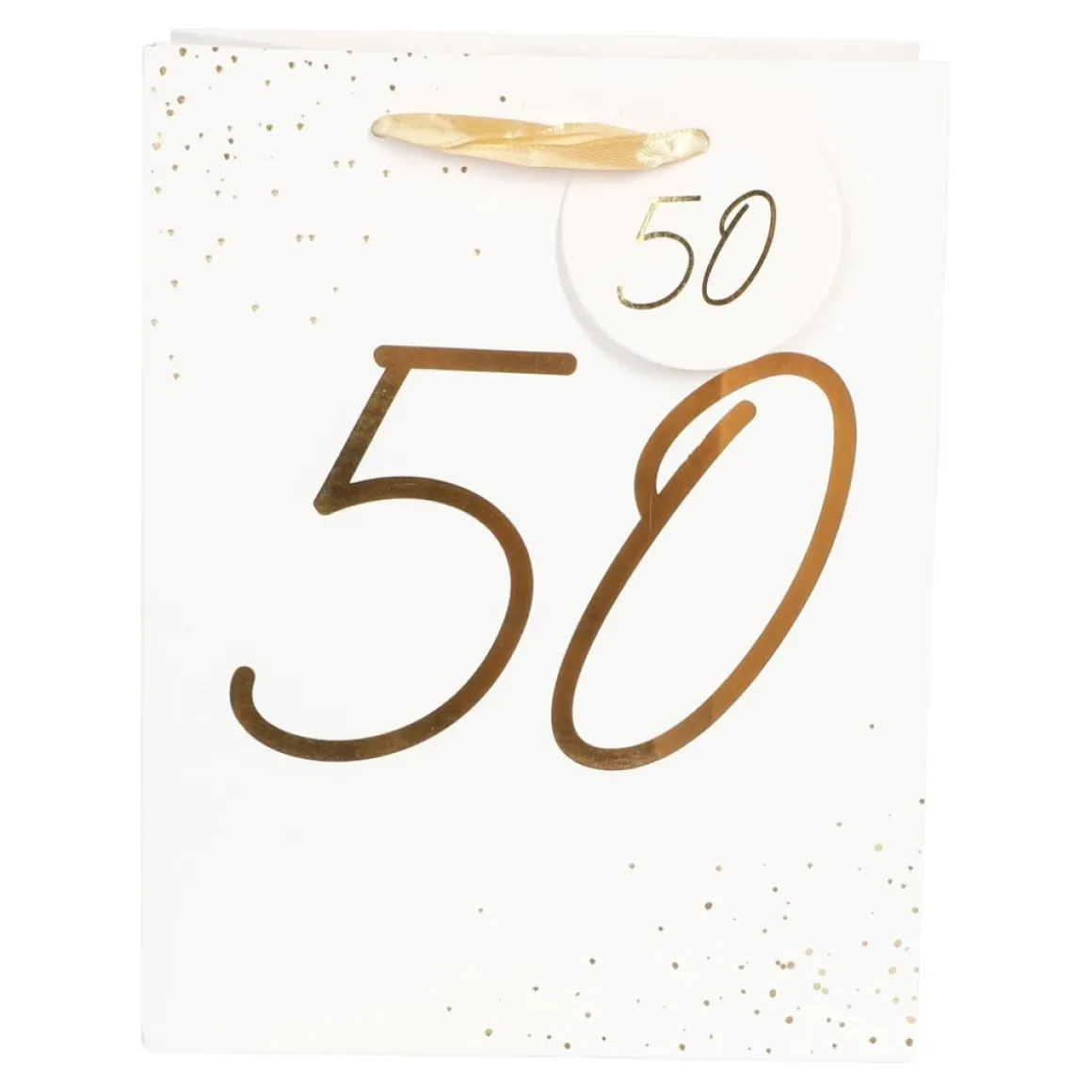50 Års Gavepose Hvid/Guld