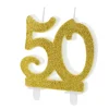 50 Års Glitter Kagelys Guld
