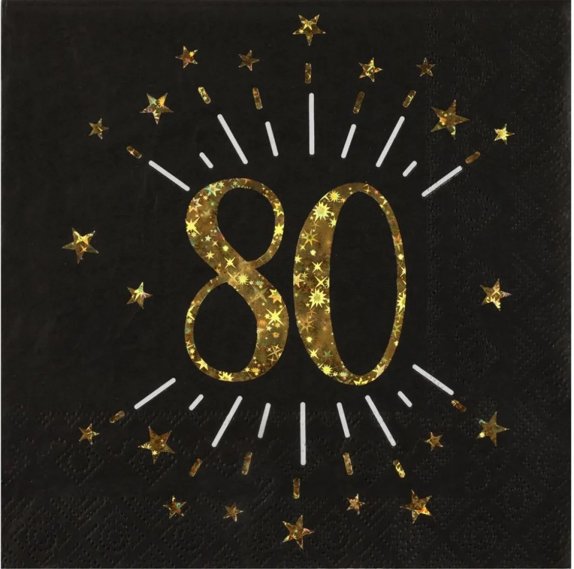 80 Års Servietter Glitter Guld/Sort