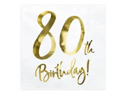 80 Års Servietter Guld/Hvid