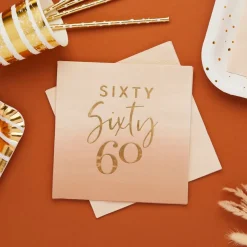 60 Års Servietter Rosa