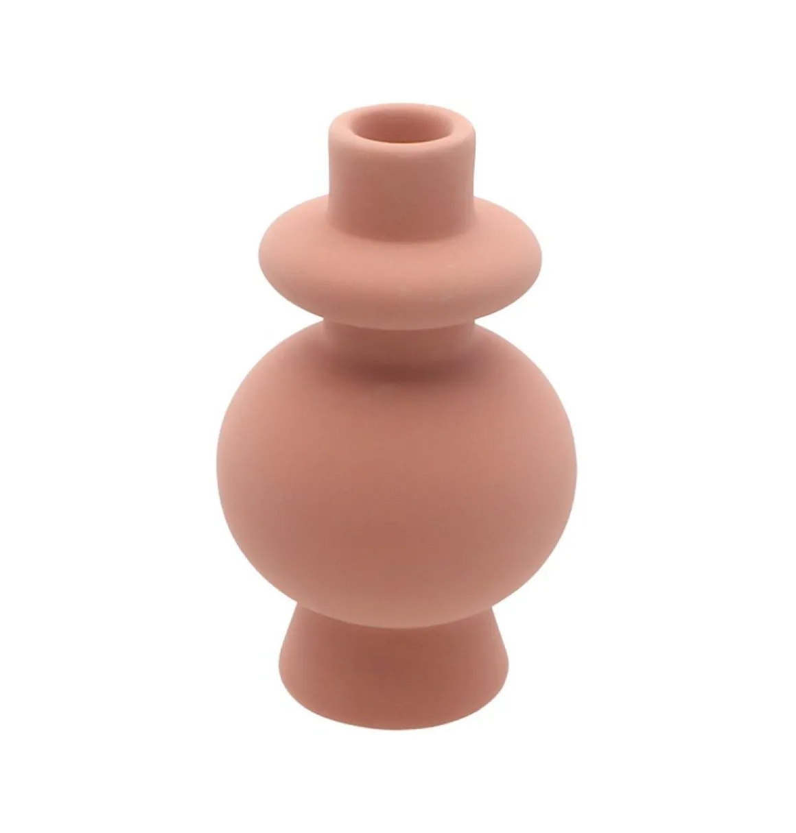 Rund Keramik Lysestage Terracotta