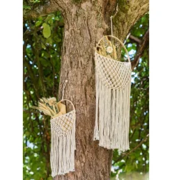 Rund Macrame Vægdekoration Hvid