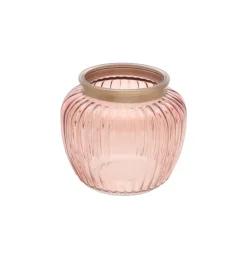 Rund Riflet Lysestage Rosa