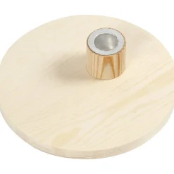 Rund Træ Lysestage Beige