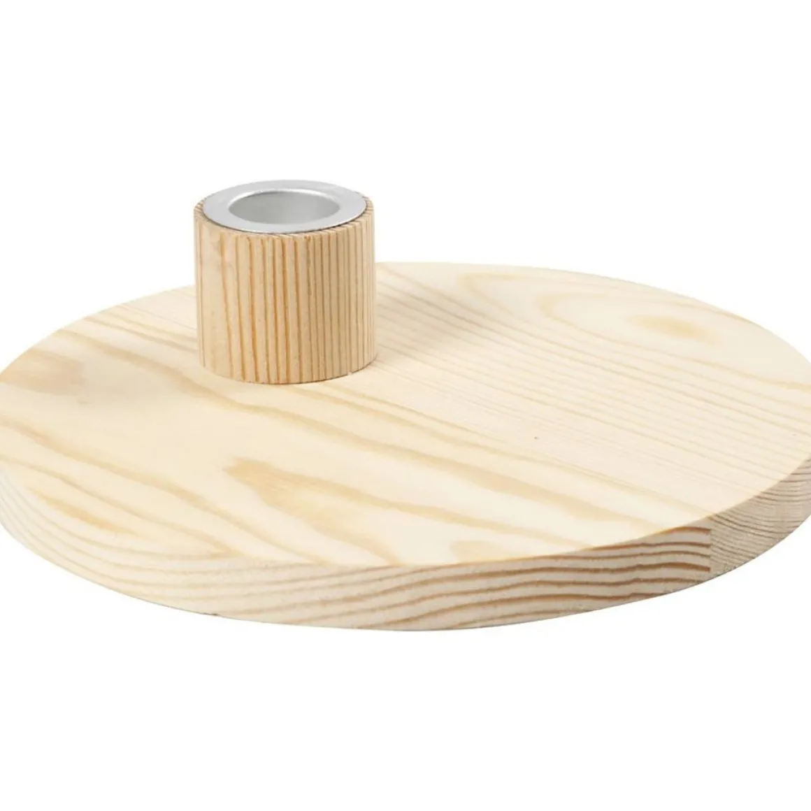 Rund Træ Lysestage Beige