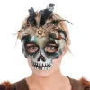 Skelet Maske Med Fjer Sort