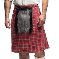 Skotsk Kilt Med Taske Rød