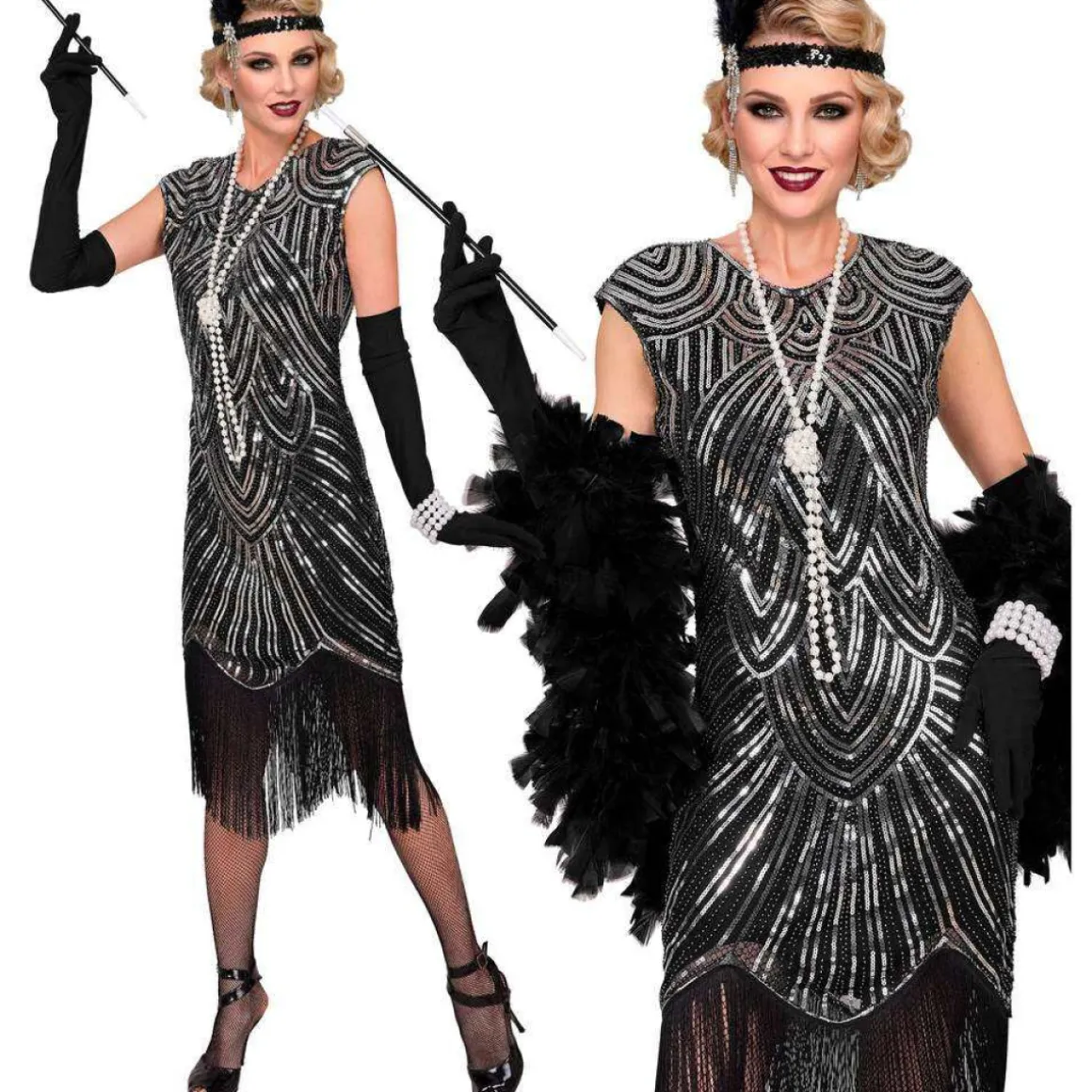 Sølv 20'er Flapper Kostume