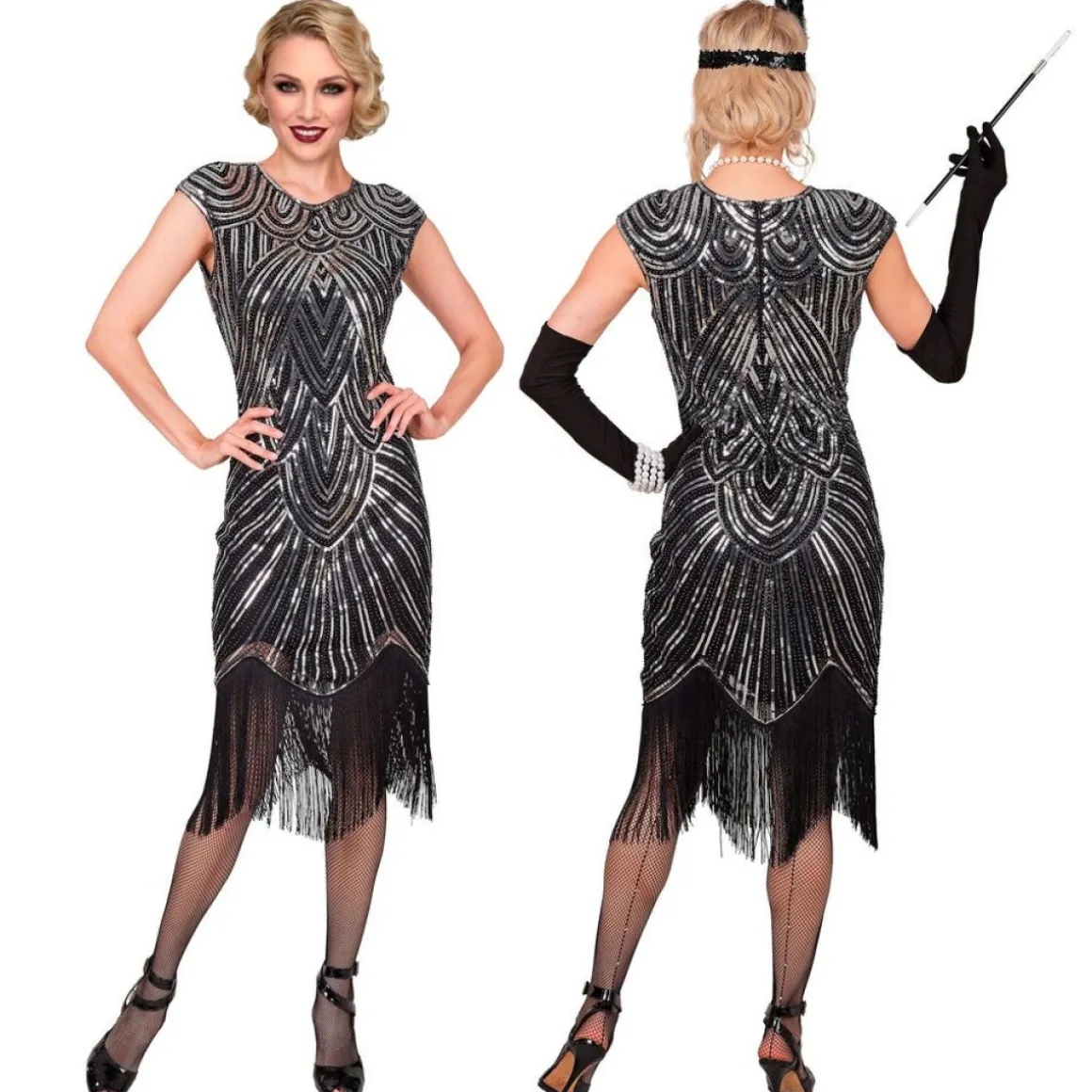 Sølv 20'er Flapper Kostume
