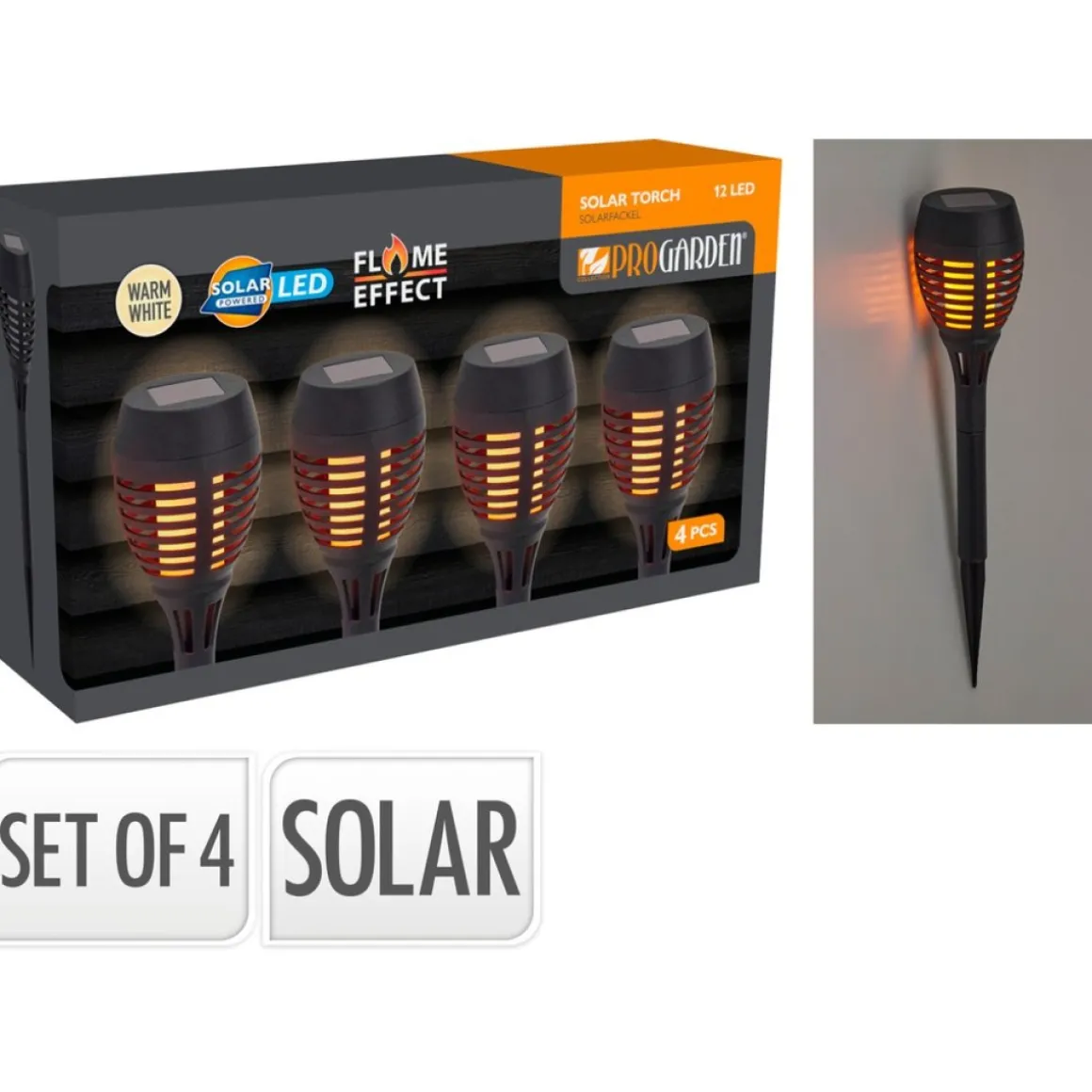 Solcellefakkel Med Flammeeffekt Sort