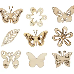 Sommerfugl Dekorationsfigurer Træ Beige