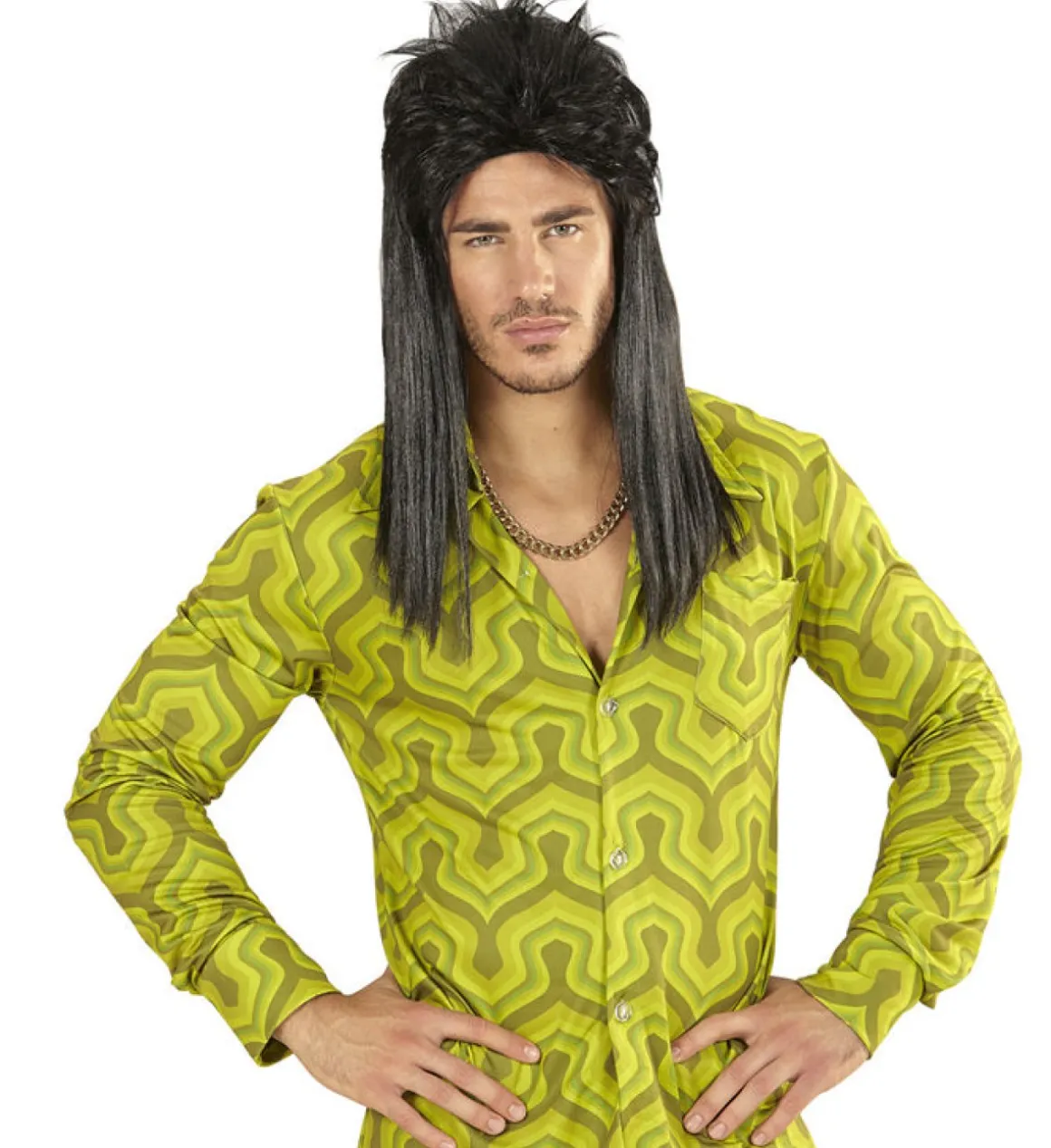 Sort 80er Mullet Paryk