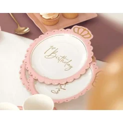 1st Birthday Krone Paptallerkener Lyserød/Guld