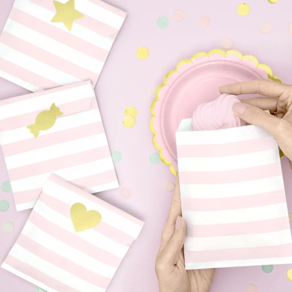 Stribede Slikposer Pastel Lyserød
