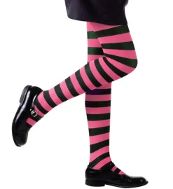 Stribede Børnestrømpebukser Pink/Sort