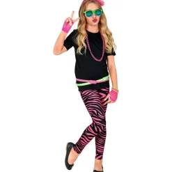 Stribede Zebra Børneleggings Pink