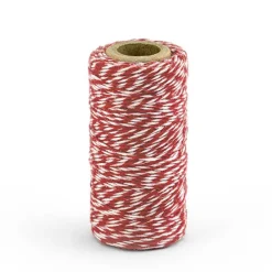 Stribet Bomuldssnor Hvid/Rød