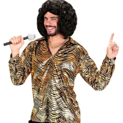 Stribet Disco Fever Skjorte Guld