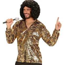 Stribet Disco Fever Skjorte Guld