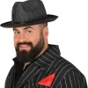 Stribet Gangster Fedora Sort
