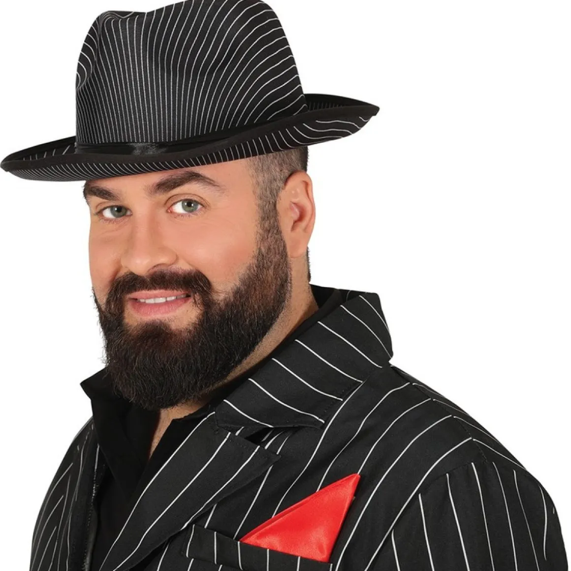 Stribet Gangster Fedora Sort