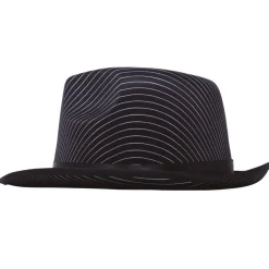 Stribet Gangster Fedora Sort