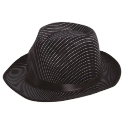 Stribet Gangster Fedora Sort
