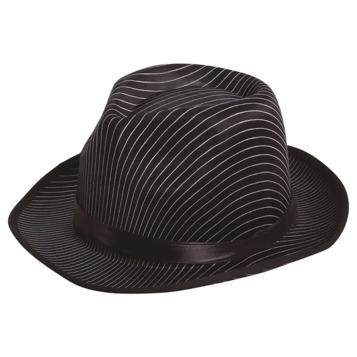 Stribet Gangster Fedora Sort