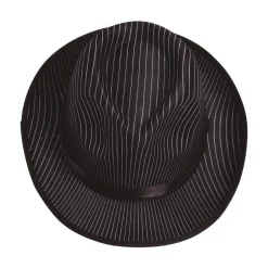 Stribet Gangster Fedora Sort