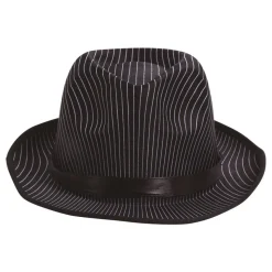 Stribet Gangster Fedora Sort